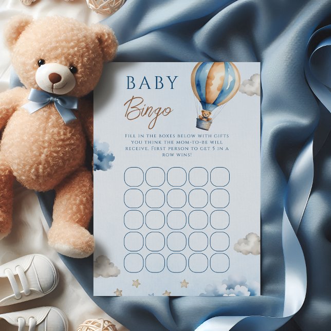 Blue Teddy Bear Hot Air Balloon Baby Bingo (Criador carregado)