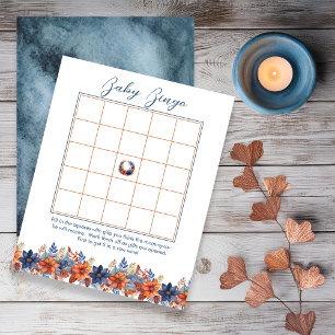 Blue Terracotta Fall Floral Chá de fraldas Bingo