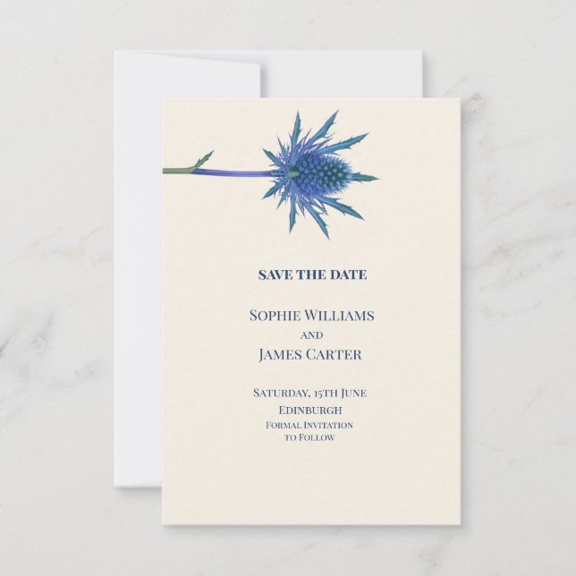 Blue Thistle Convite de Casamento Escocês Save The (Frente)