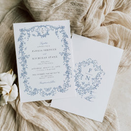 Blue Toile De Jouy Convite para Casamento Chinoise