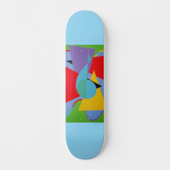 Blue Treble Clef Abstract Skateboard (Frente)