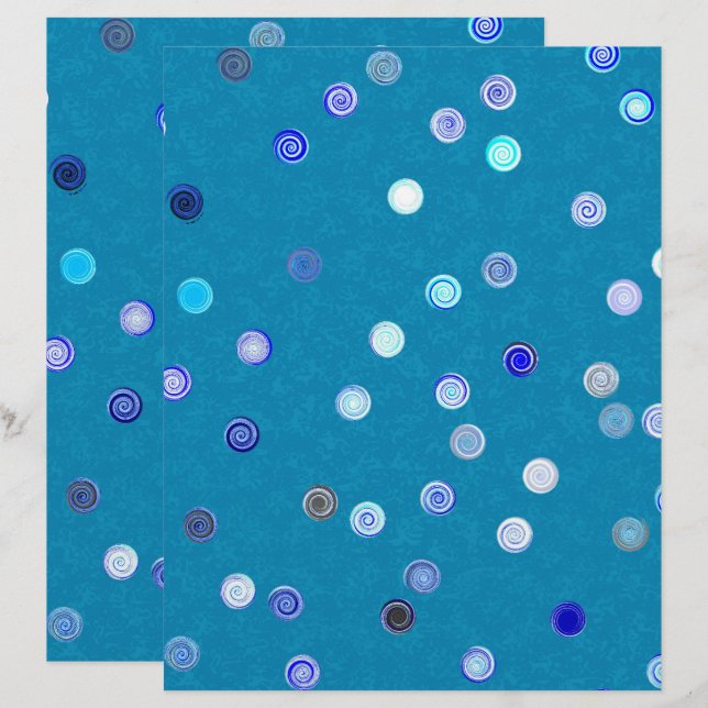 Blue Twisty Polka Dot Spiral 2-Sided Scrap Paper (Frente/Verso)
