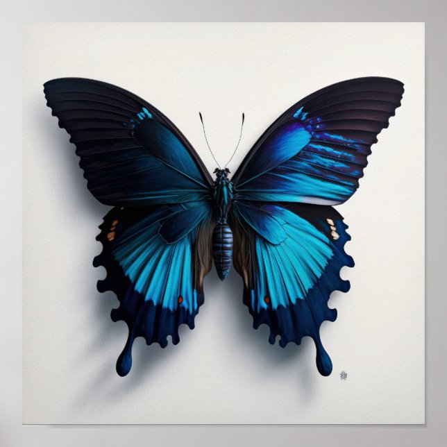 Blue Ulisses Butterfly Art Poster (Frente)