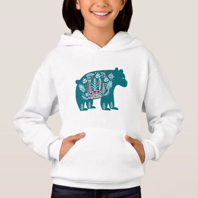 Blue Vintage Scandinavian Floral Bear (Frente)