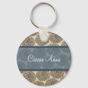 Blue Vintage Zinnia Chaveiro