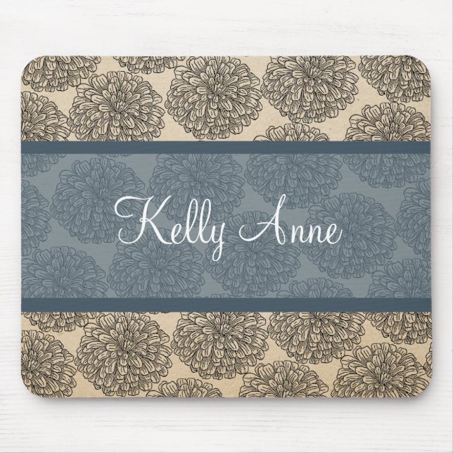 Blue Vintage Zinnia Mousepad (Frente)