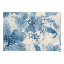 Blue Watercolor Floral Painted Botanical Whimsical