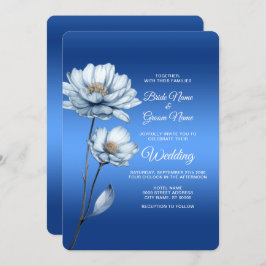 Blue Watercolor Flowers Convite De Casamento