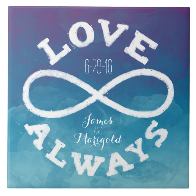 Blue Watercolor Infinity Love Date, Nomes (Frente)