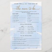 Blue Watercolor Sabe O Jogo da Mãe