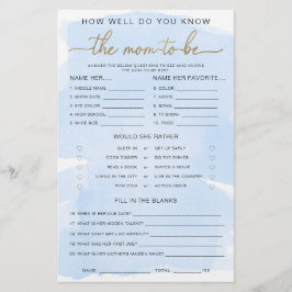 Blue Watercolor Sabe O Jogo da Mãe