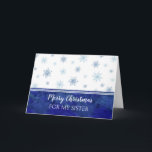Blue Watercolor Snow Sister Felry Cartão de Natal<br><div class="desc">Feliz Natal para o cartão da irmã com flocos de neve de cor azul e verso pensativo.</div>