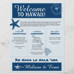 Blue Wedding Starfish Carta de Boas-vindas para o