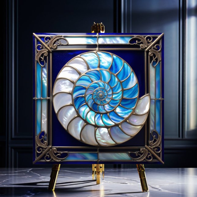 Blue/White Faux Stained-Glass Nautilus Shell 2 (Criador carregado)