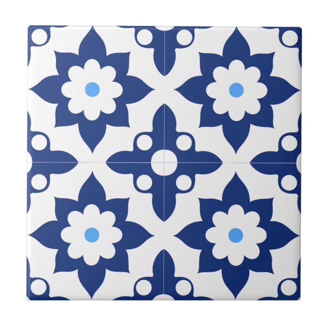  Blue &White Modern ِStylish Abstract Geometric (Frente)