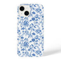 Blue White Vintage Floral Toile Pattern