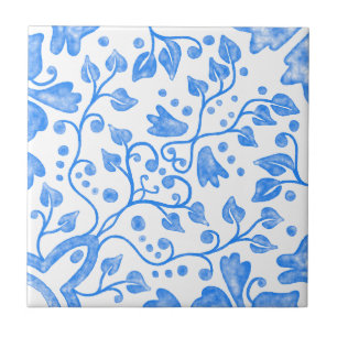 Blue White Vintage Original Unix Watercolor