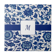 Blue White Wildflower French Country Custom Name