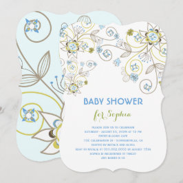 Blue Wildflower Floral Baby Boy Convite para Chá