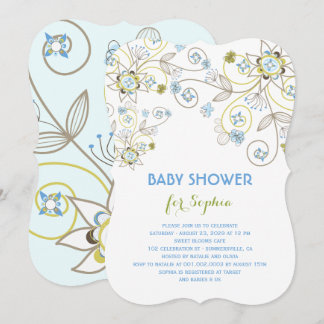 Blue Wildflower Floral Baby Boy Convite para Chá