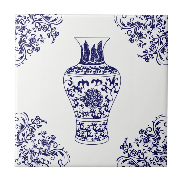 Blue Willow Chinoiserie White e Blue Ginger Jar (Frente)