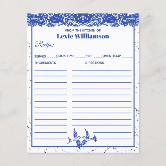 Blue Willow Da Cozinha De Azul E Branco Personaliz (Frente)