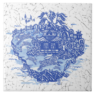 Blue Willow Rabbit Isle Willow Antique Fantasy Art