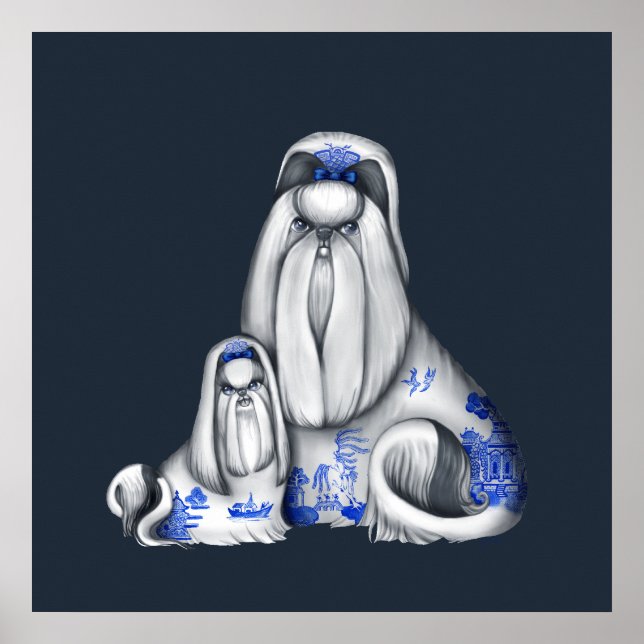Blue Willow Shih Tzu Poster (Frente)