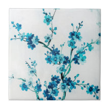 Blue Winter Blooms | Azulejo cerâmico personalizad