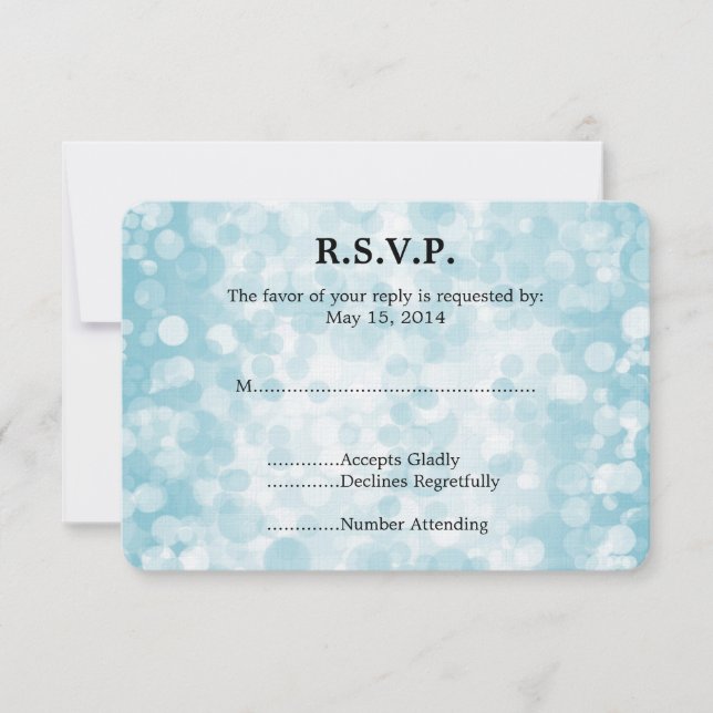 Blue Winter Bokeh Wedding RSVP (Frente)