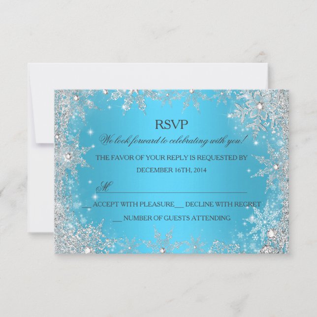 Blue Winter Wonderland Natal Holiday RSVP (Frente)