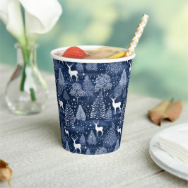 Blue Winter Woodland Christmas Reindeer Holiday