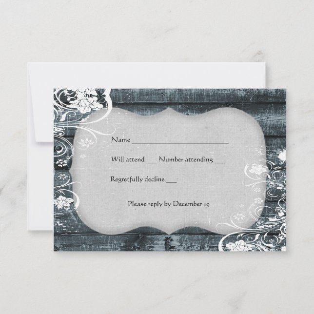 Blue Wood Shabby Lace rsvp com envelope (Frente)