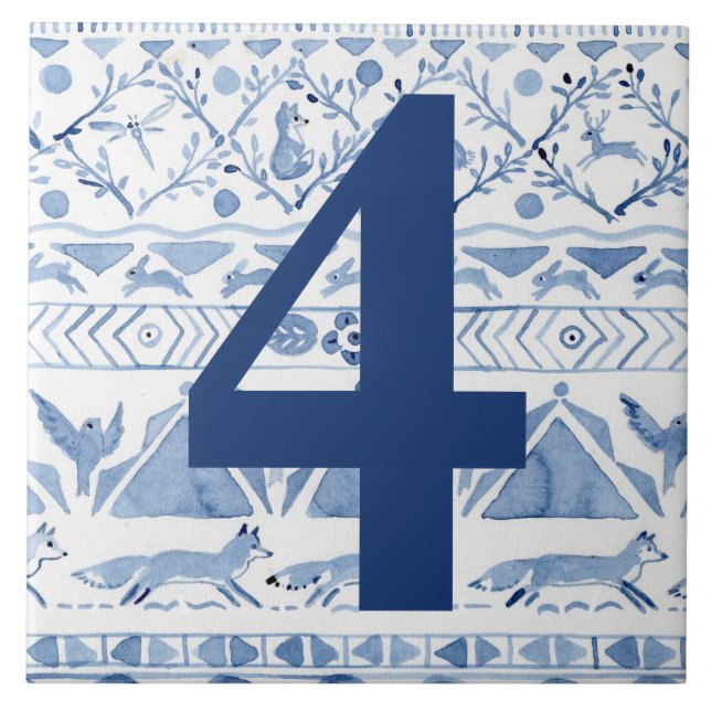 Blue Woodland Animal Ikat House Endereço 4 (Frente)