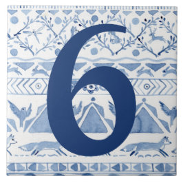 Blue Woodland Animal Ikat House Número 6