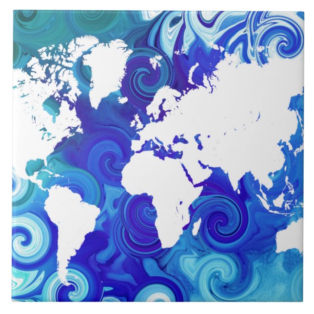 Blue World Map Design 267 (Frente)