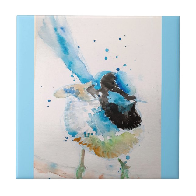 Blue Wren Wrens Watercolor Baby Blue australiano (Frente)