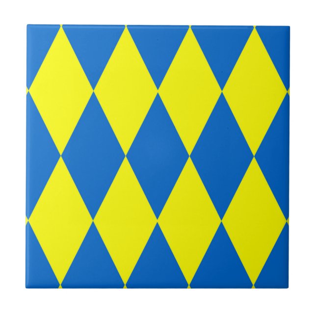 Blue Yellow Harlequin Checkered Design  (Frente)