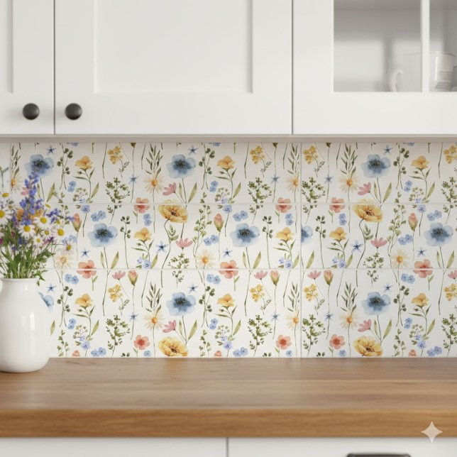 Blue Yellow Pink Wildflower Watercolor (Criador carregado)