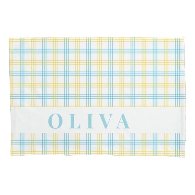 Blue Yellow Plaid Custom Name (Frente)