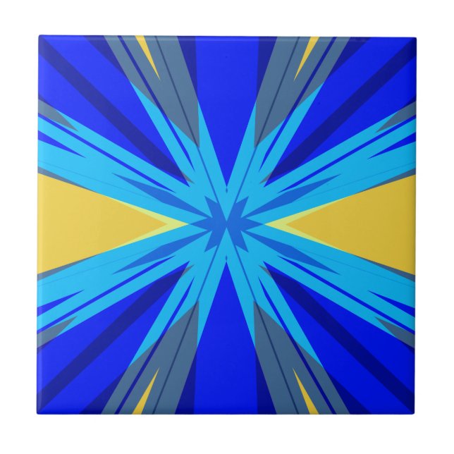 Blue Yellow Winter Christmas Xmas Star Starburst (Frente)