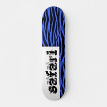Blue Zebra Safari Strike Skateboard