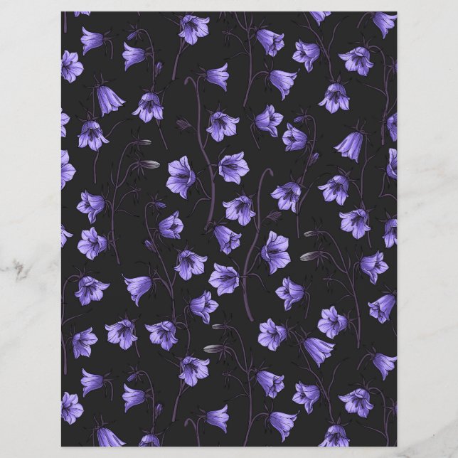 Bluebells à meia-noite, Harebeldes, Flores (Frente)