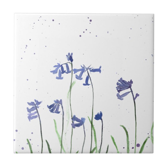 Bluebells aquarela azul floral bonito elegante (Frente)