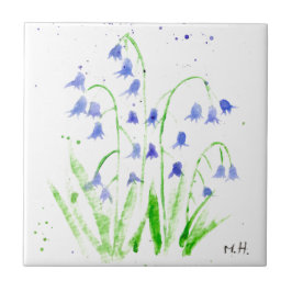Bluebells aquarela azul floral bonito elegante c