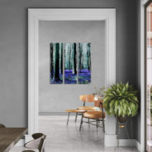 Bluebells Birch Forest Tryptych