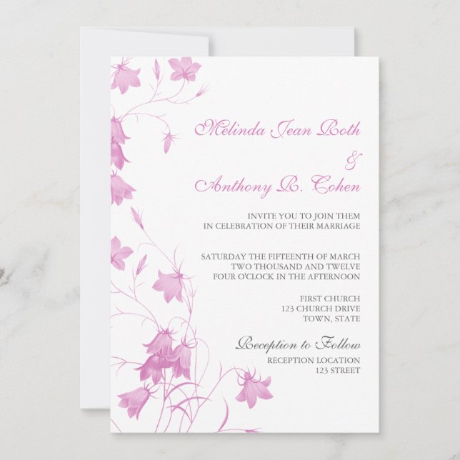 Bluebells - convite violeta do casamento 5x7 (Frente)