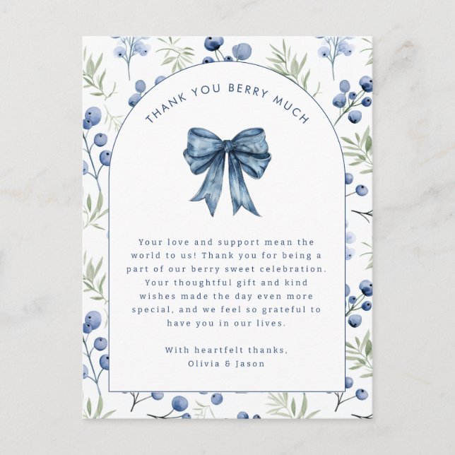 Blueberry Berry Sweet Baby Obrigado Cartão Postal (Frente)
