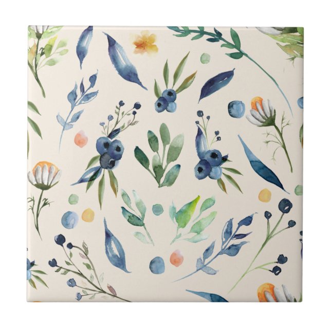 Blueberry e Daisy - Imagem clara sem costura (Frente)