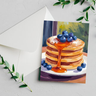 Blueberry Pancakes | Oil Painting Card